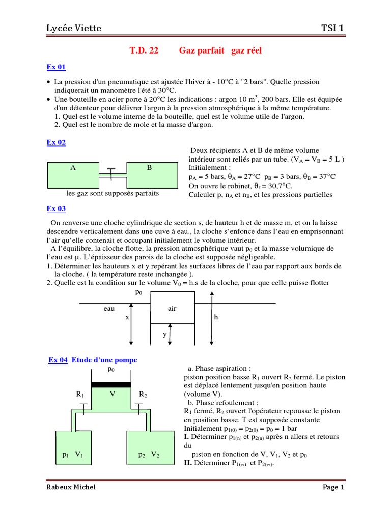Exercice sur gaz et pression | PDF | Pression | Dilatation thermique