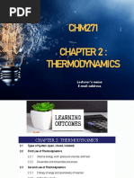 CHM271 Thermodynamics: Lecturer's Name E-Mail Address