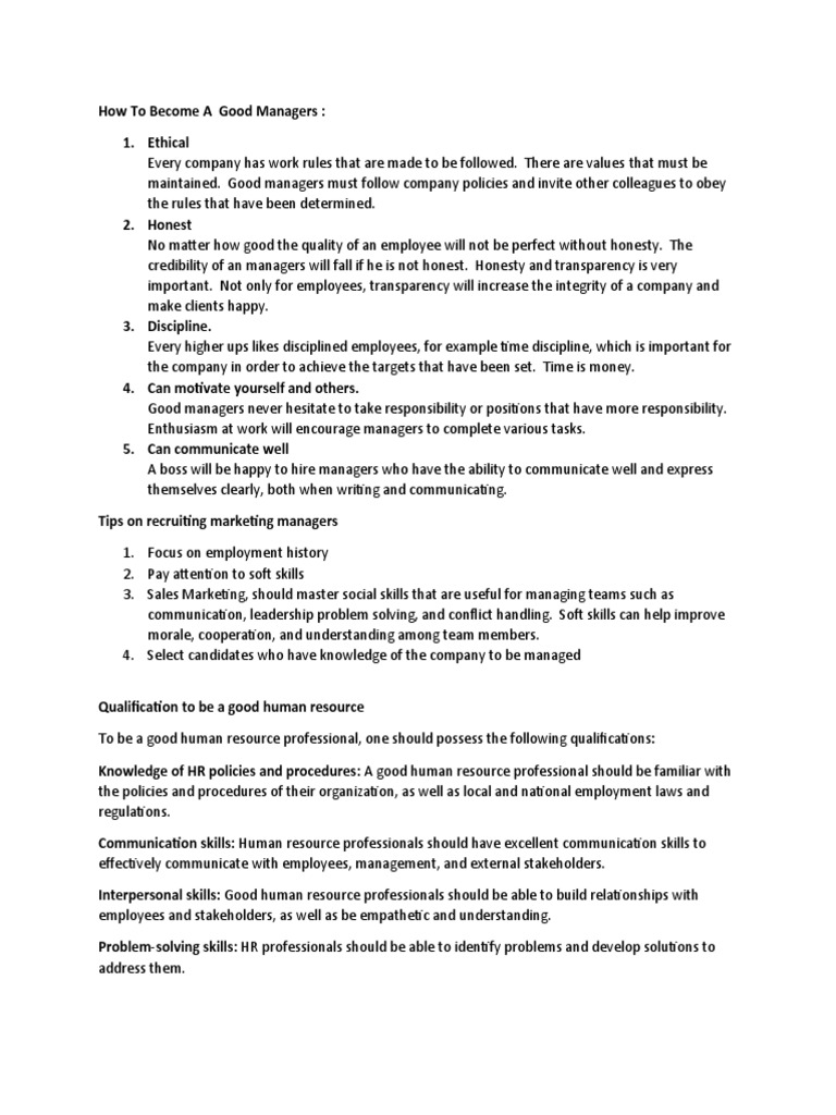 How To Become A Good Managers | PDF