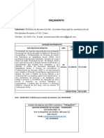 Orçamento: Solicitante: Prefeitura de Bocaiúva Do Sul - Secretaria Municipal de Assistência Social