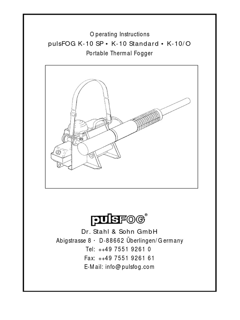 Pulsfog K10 SP K10 Standard K10/O Operating Instructions