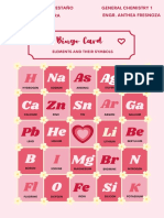 Bingo Card: Na Ca SN Ga He B MG N O Si