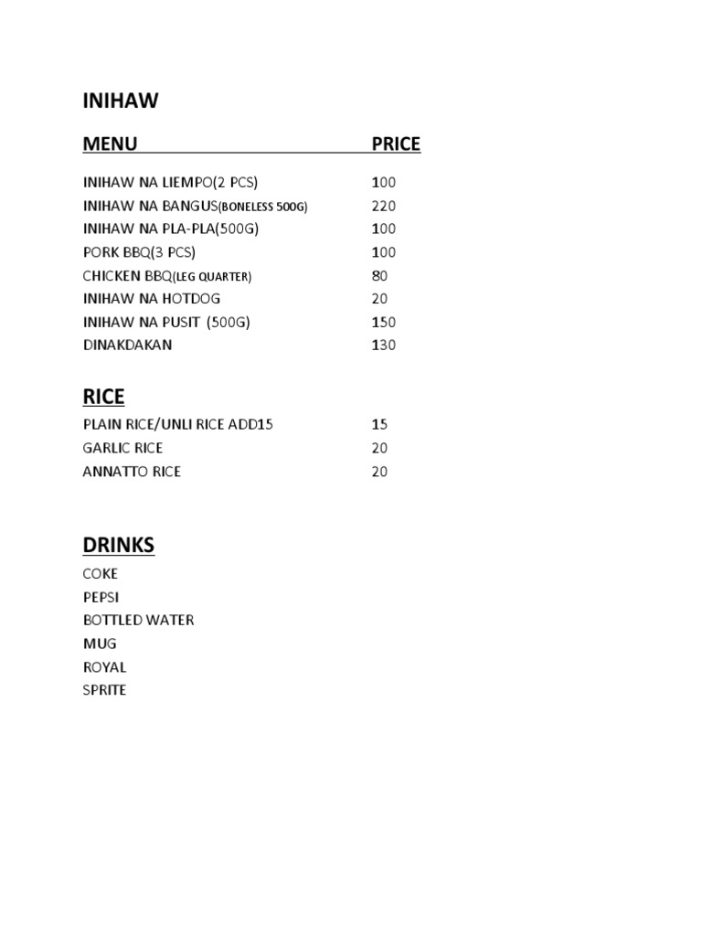 Chez Angela Menu Price Pdf