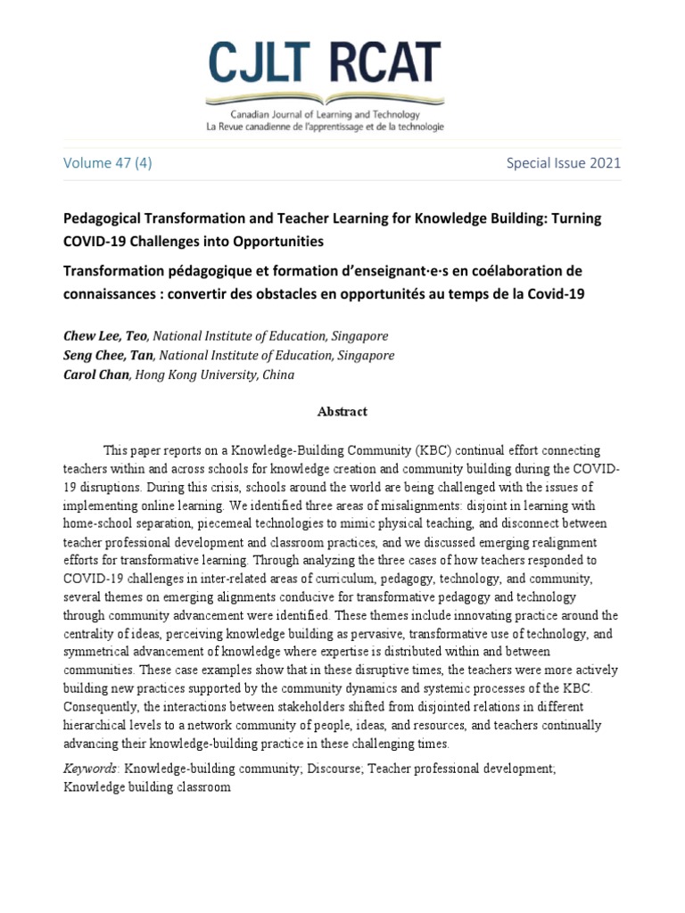 Pedagogical Transformation And Teacher L Pdf Teachers Pedagogy