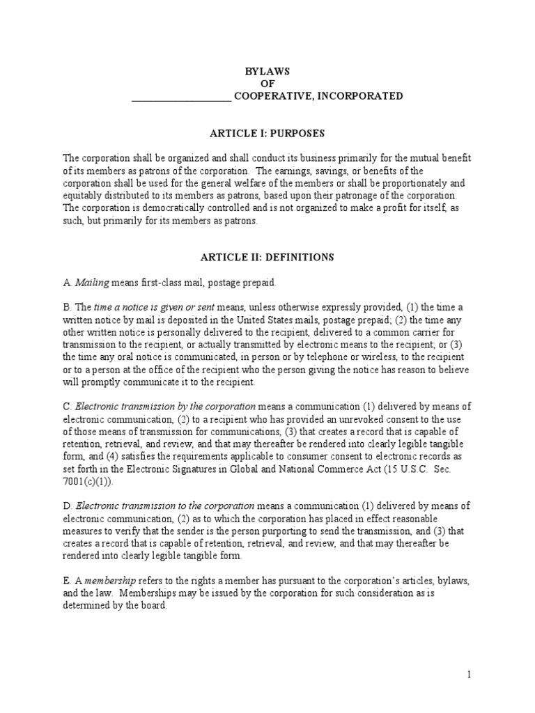 sample worker coop bylaws3 PDF Dividend Quorum