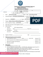 International University of Sciences & Technology, Islamabad Registrar Directorate Request For Issuance of Certificate Certificate Required