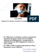 Paulo Freire Pedagogo de Los Oprimidos y Transmisor de La Pedagogía de La Esperanza