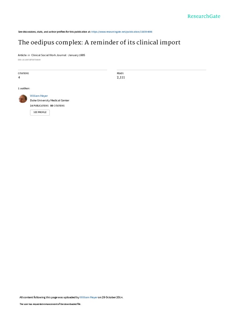 Oedipus Complex PDF Oedipus Complex Psychoanalysis