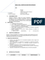 Plan de Trabajo Del Comité de Gestión de Riesgo: I. Datos Informativos