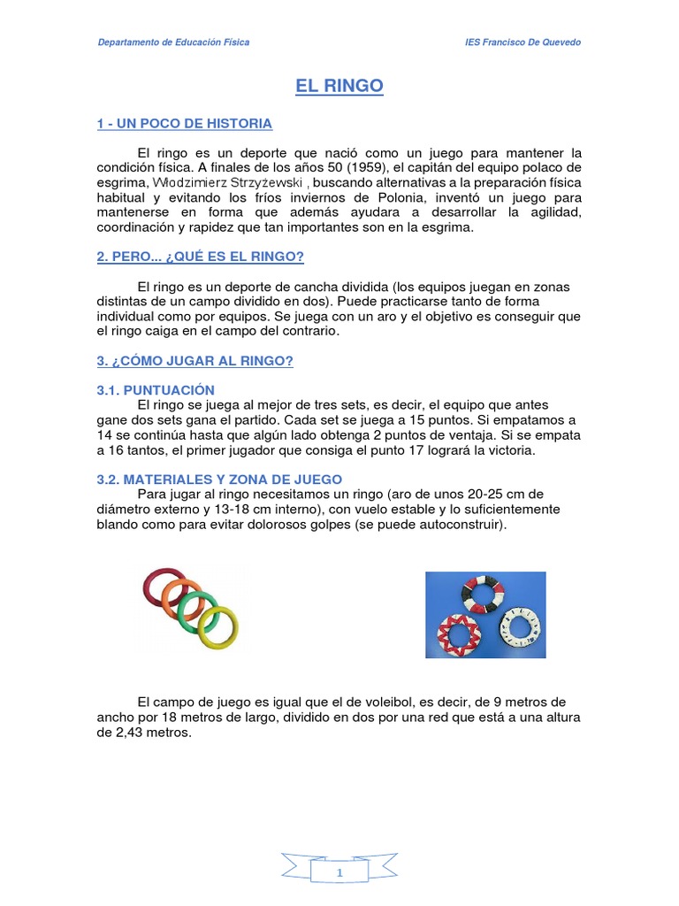 Introducción al Ringo Polaco: Reglas y Juego | PDF | Vóleibol | Deportes