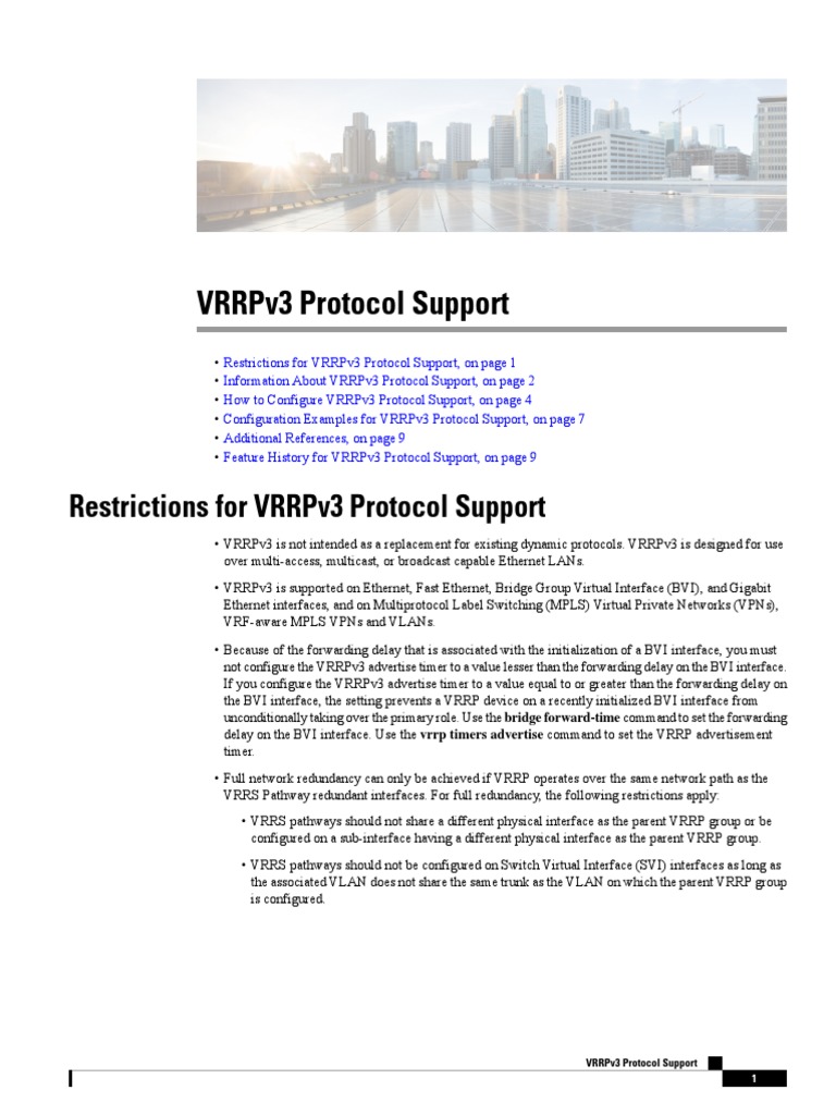 VRRPv3 Protocol Support | PDF | Ip Address | I Pv6