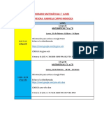 Horario Matemáticas 1° Lunes Profesora. Gabriela Carpio Mendoza