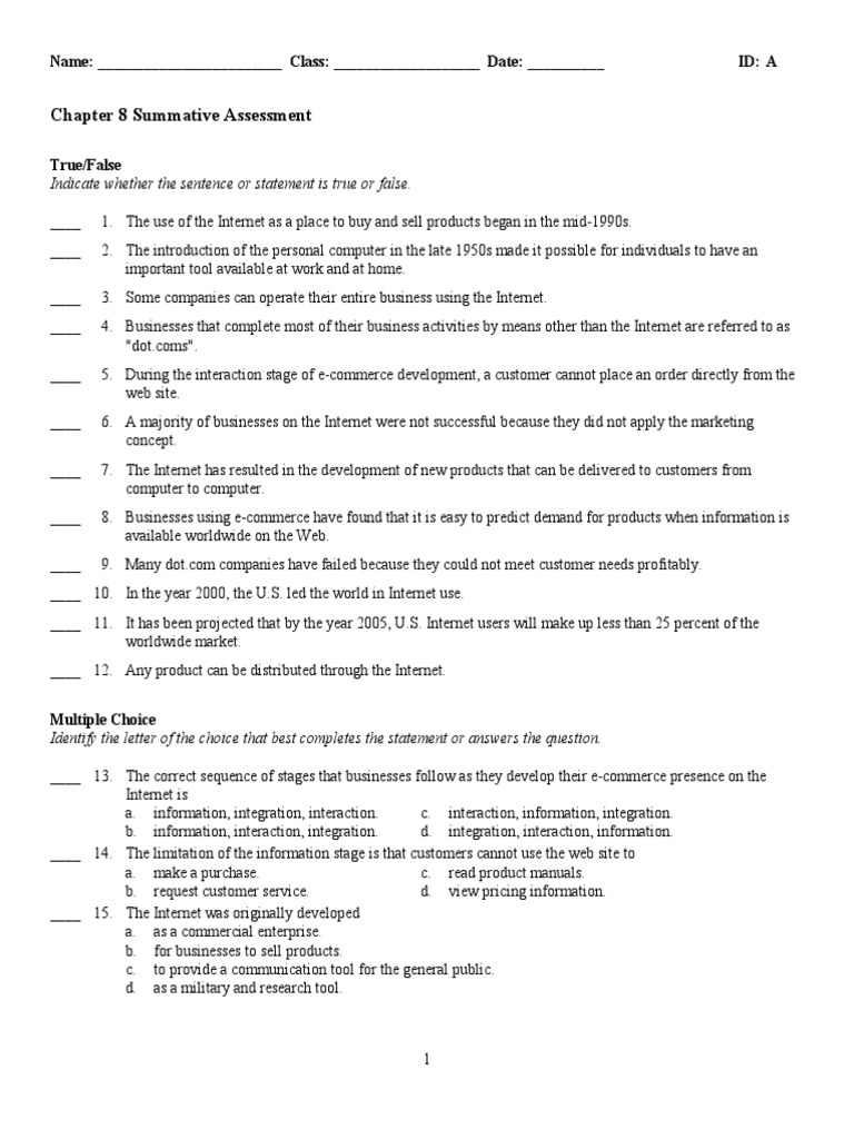 Chapter 8 - Summative Assessment - Marketing | PDF | Internet | Advertising