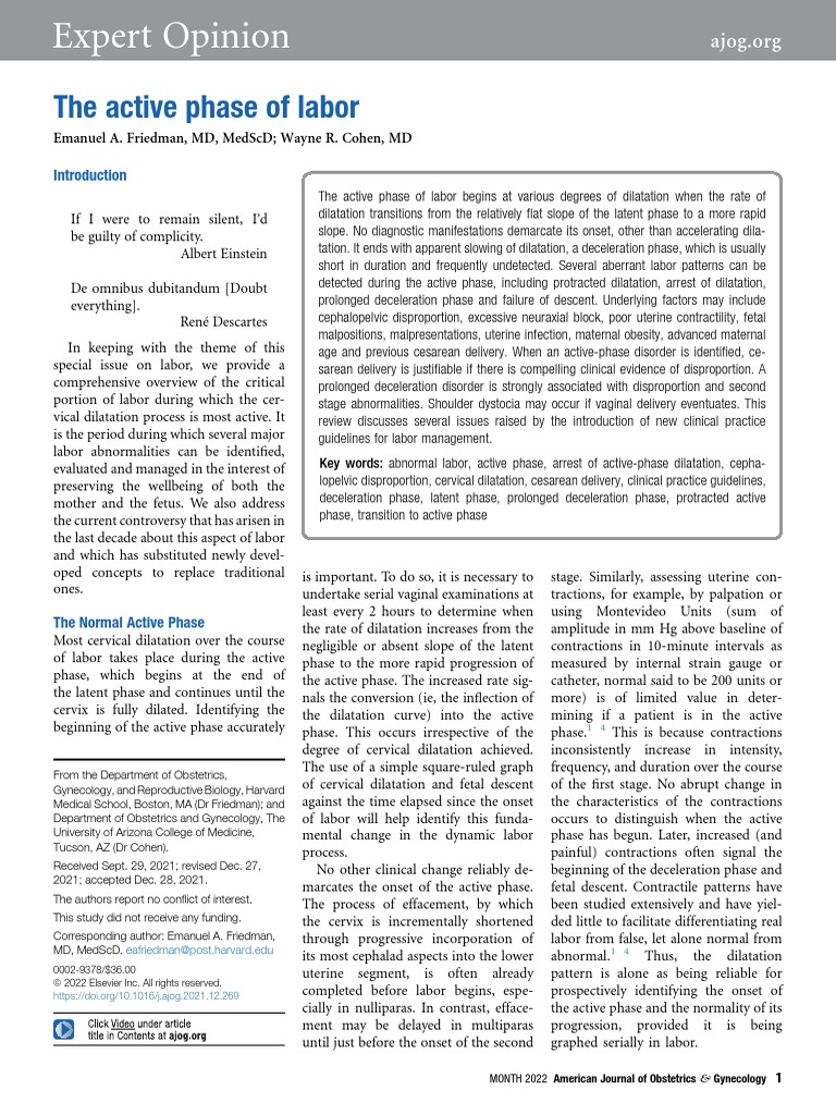 Active Phase of Labor Insights | PDF | Childbirth | Human Reproduction