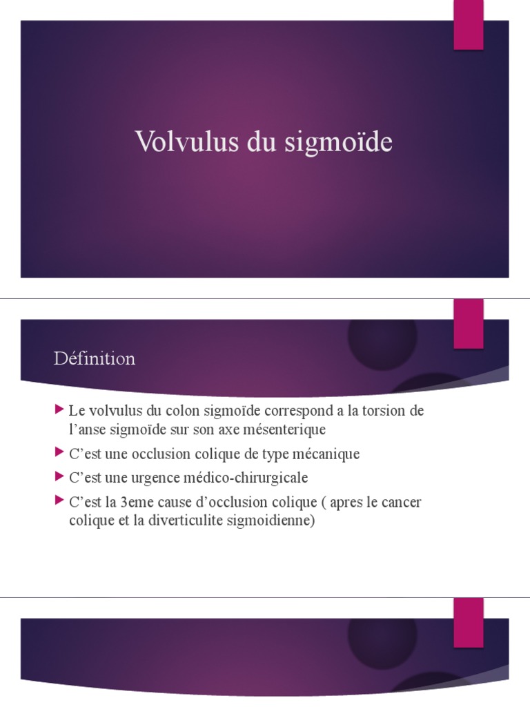 Volvulus du Sigmoïde Définition et Traitement PDF Gros intestin — free download