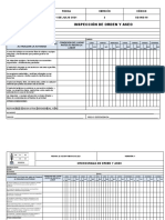 Inspección de Orden Y Aseo: Vigencia Fecha: Lugar: Actividad: Responsable