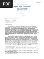 See, Letter From Rep. Jim Jordan, Chairman, H. Comm. On The Judiciary, To Hon. Christopher A. Wray, Dir., Fed