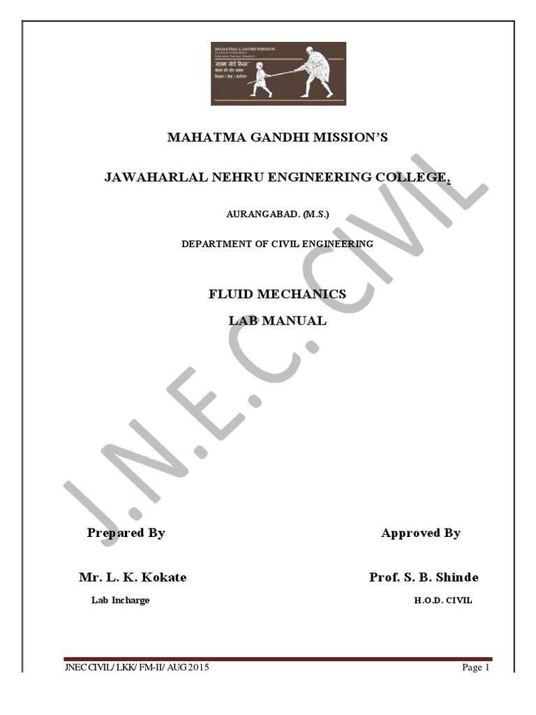 Fluid Mechanics I I Lab Manual Pdf Pump Liquids