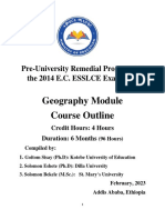 Geography Module Course Outline: Pre-University Remedial Program For The 2014 E.C. ESSLCE Examinees