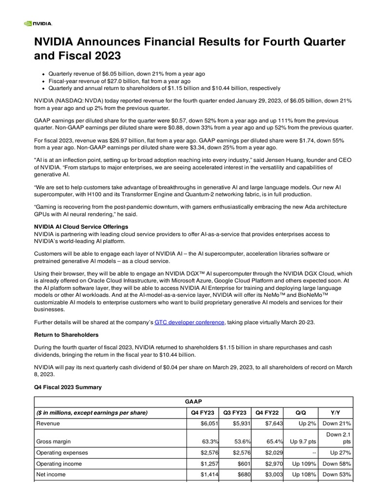 NVIDIA Announces Financial Results For Fourth Quarter and Fiscal 2023 ...