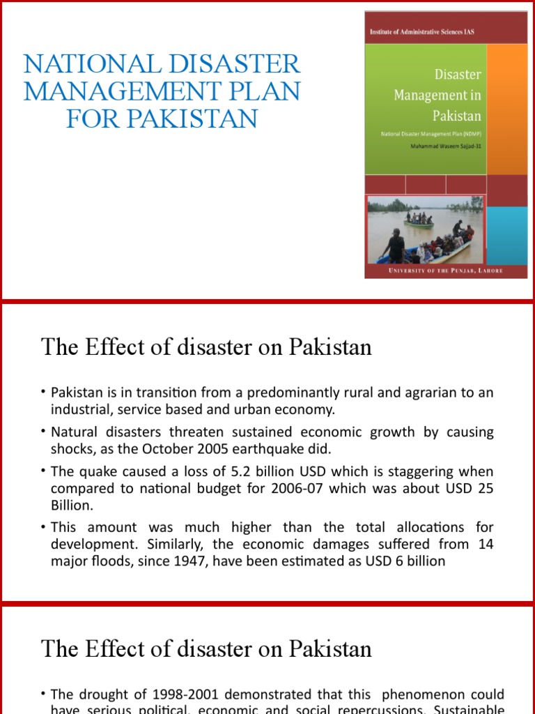 Disaster Risk Management Plan For Pakistan | PDF | Disaster Risk ...