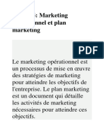 Article 4: Marketing Opérationnel Et Plan Marketing