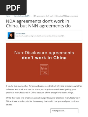 CHinese NDA important clauses