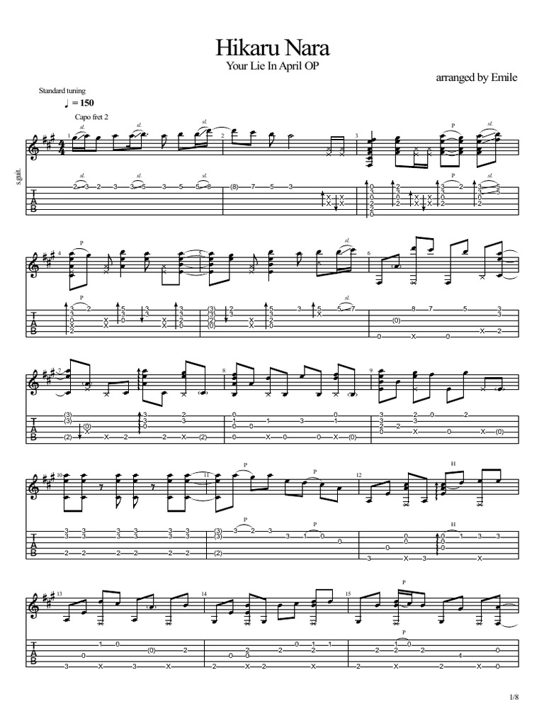 Hikaru Nara-Your Lie in April OP- Free Piano Sheet Music & Piano Chords