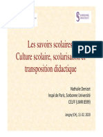 Les Savoirs Scolaires. Culture Scolaire, Scolarisation Et Transposition Didactique