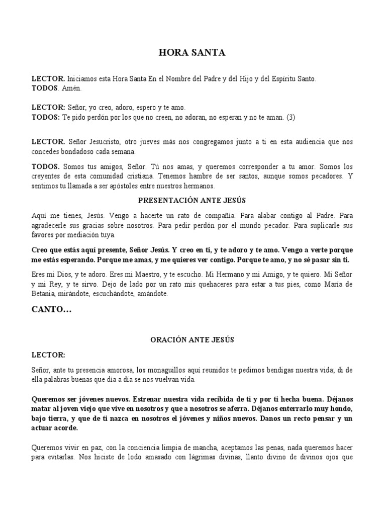 Oraciones para la Hora Santa | PDF | Cristo (título) | Pecado
