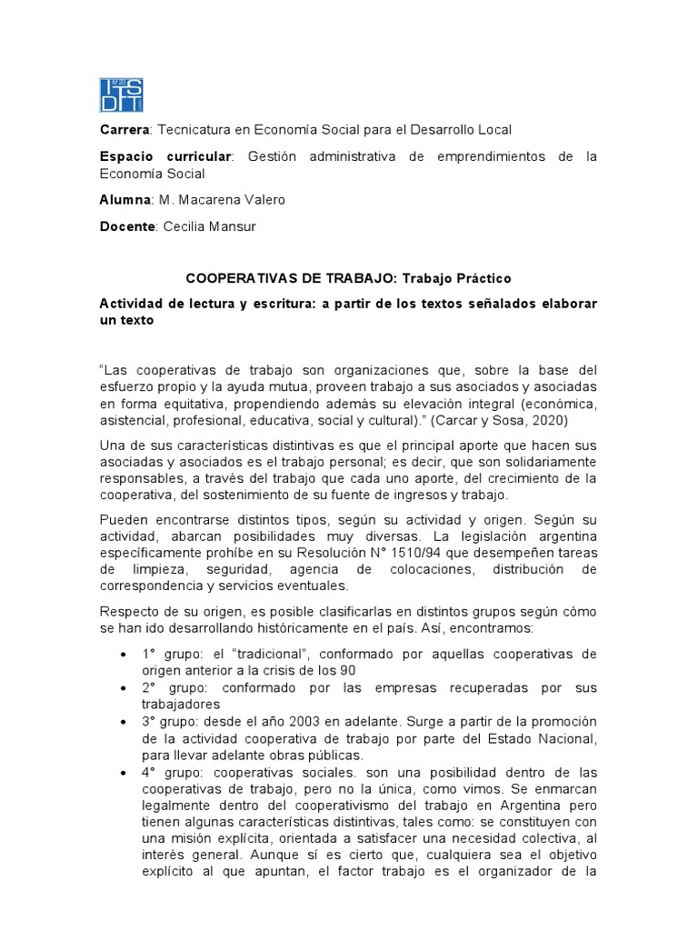Cooperativas de Trabajo en Argentina | PDF | Cooperativa | Economía social