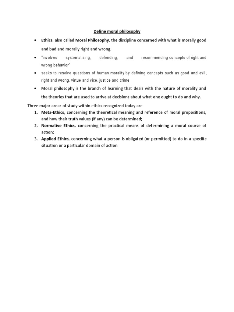 Define Moral Philosophy PDF Morality Applied Ethics