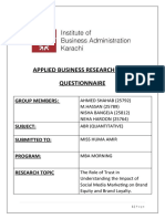 Applied Business Research (Abr) Questionnaire: Group Members