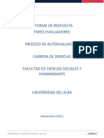 Informe de Respuesta Pares Evaluadores Proceso de Autoevaluación Carrera de Derecho Facultad de Ciencias Sociales Y Humanidades