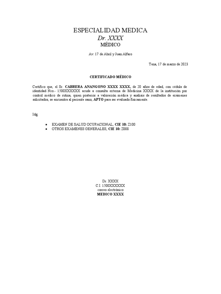 FORMATO CERTIFICADO MEDICO APTITUD DE PRUEBAS FISICAS PDF