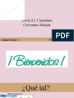 Nivel A1.2 Instituto Cervantes Manila: Unidad 4 CLASE 1
