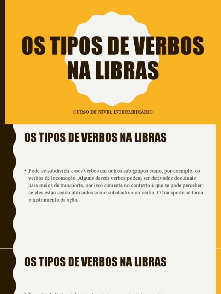 Tipos de Verbos na Libras | PDF | Assunto (gramática) | Pronome