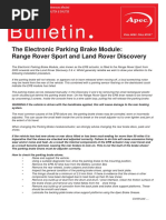 Bulletin: The Electronic Parking Brake Module: Range Rover Sport and Land Rover Discovery