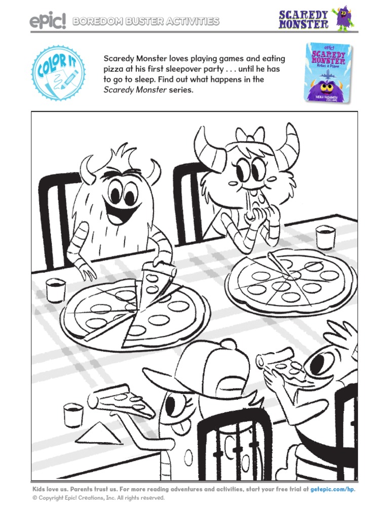 Epic ScaredyMonster 1 ColouringPages en | PDF