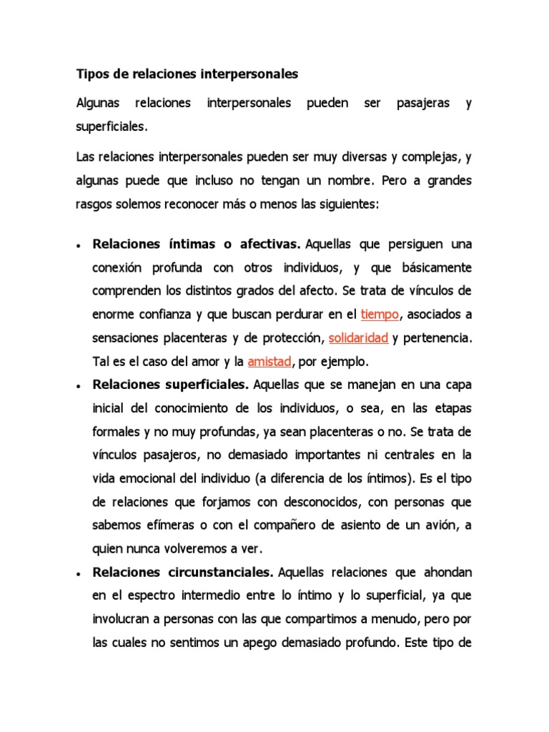 Tipos de Relaciones Interpersonales | PDF | Amor | Las emociones