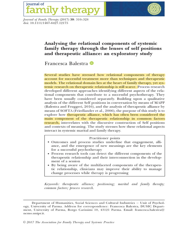 OK - Analysing The Relational Components of Systemic Family 