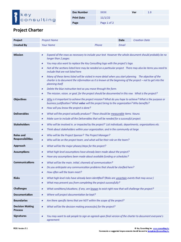 Project Charter Template | PDF | Business