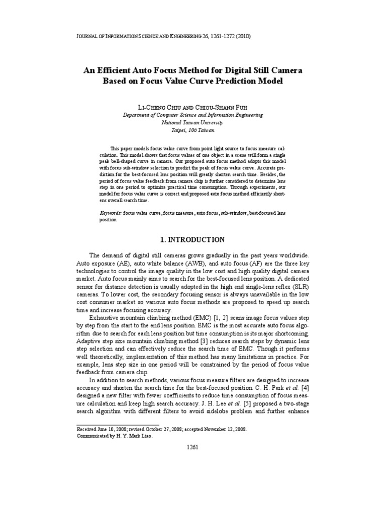 Efficient Autofocus Method for Cameras | PDF | Autofocus | Lens (Optics)