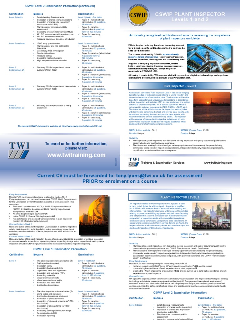 Plant Inspection Overview | PDF | Nondestructive Testing | Quality ...