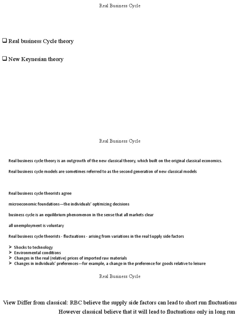 Mod 7 - Chapter 12 - RBC | PDF | Business Cycle | New Keynesian Economics