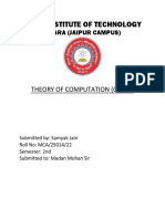 BIT Mesra Jaipur Campus Theory of Computation Document on Equivalence of DFAs and NFAs