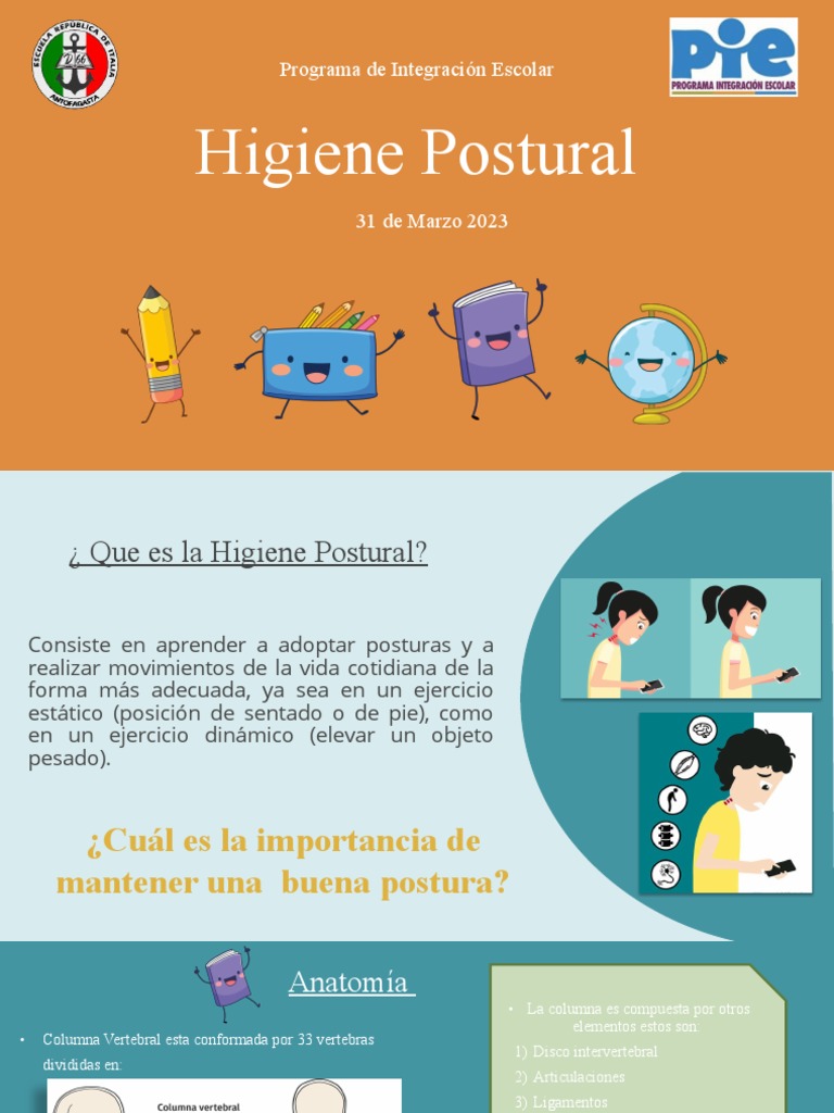 Taller Higiene Postural MG A | PDF | Dolor lumbar | Enfermedades y ...