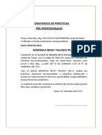 Constancia prácticas pre-profesionales estudiante Derecho