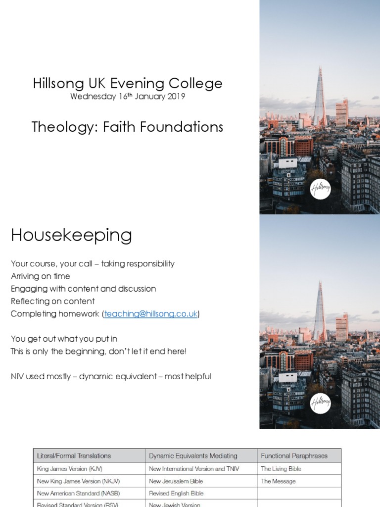 Hillsong UK Evening College Theology Faith Foundations Wednesday 16