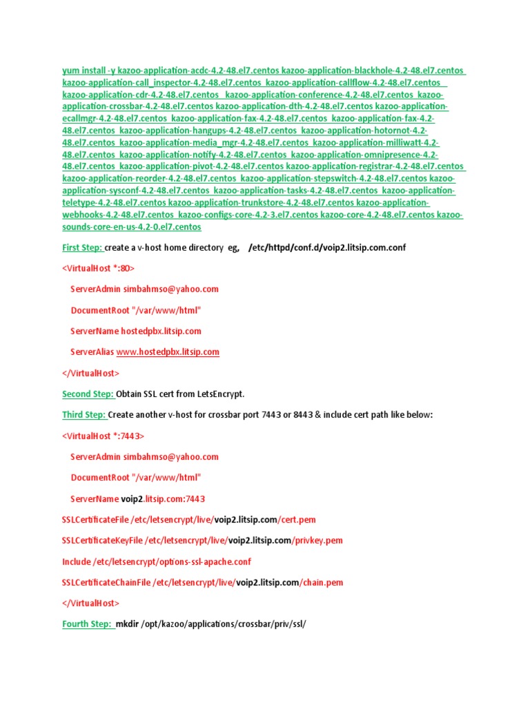 KAZOO VoIP Install SSL Latest PDF World Wide  & 